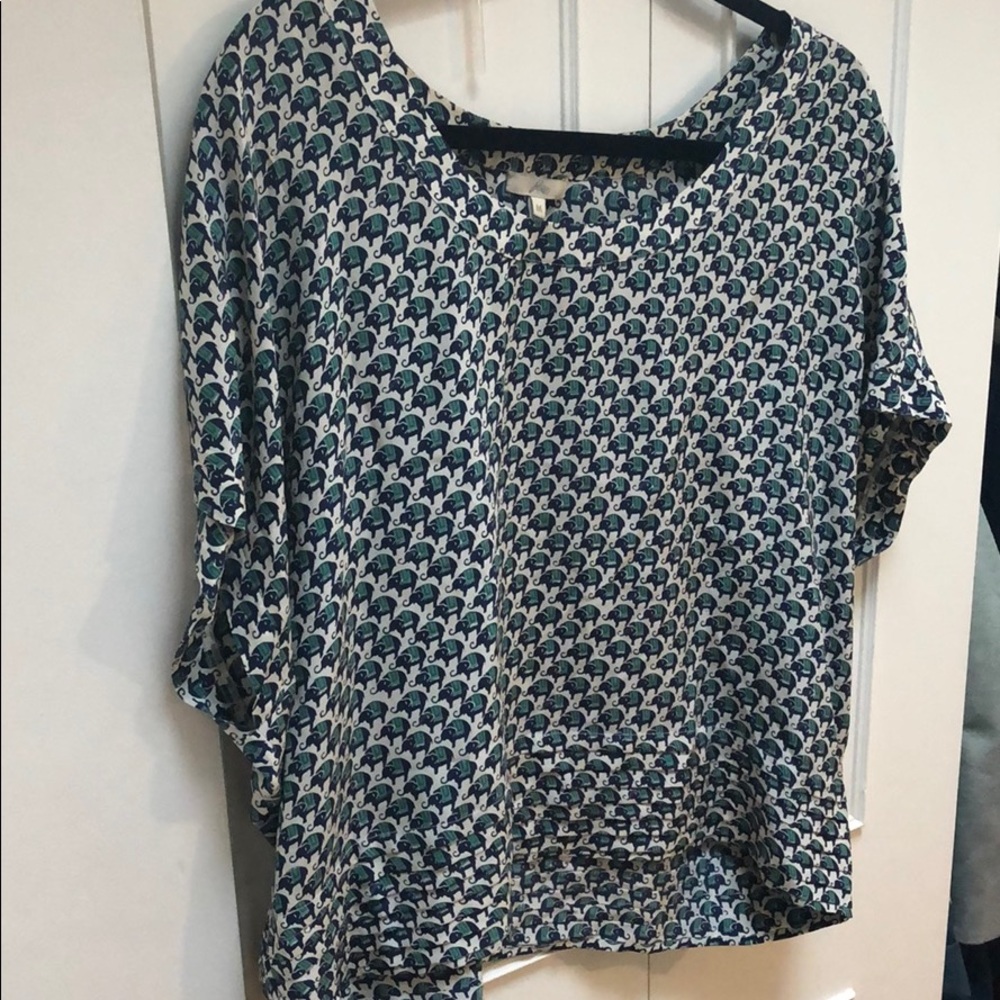 Joie elephant print silk top